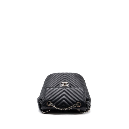 Chanel Small Urban Spirit Backpack Chevron Calfskin Black SHW