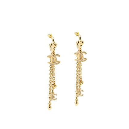 Chanel CC Logo/Heart dropped earrings light gold tone