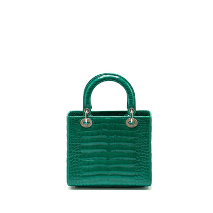Dior medium lady dior crocodile green with crystal