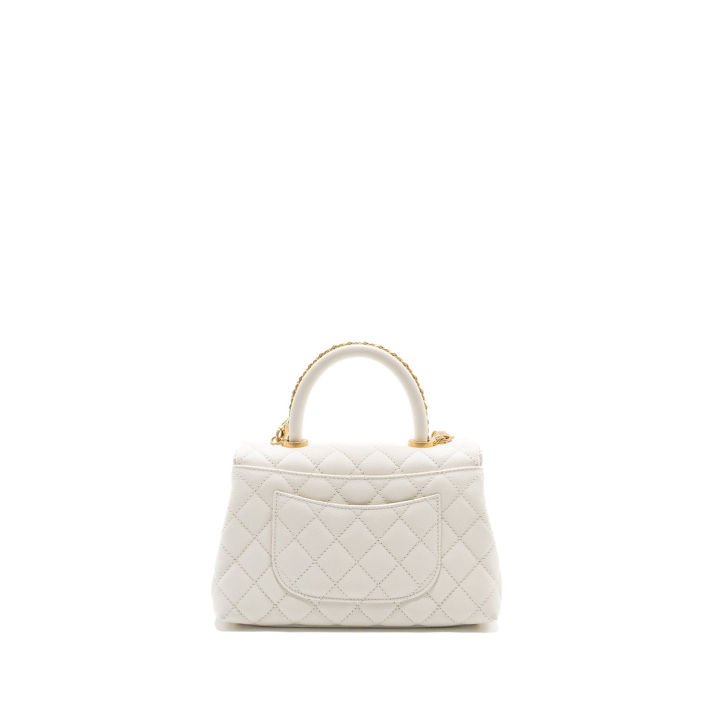 Chanel 23P detailed top handle Small coco handle caviar white GHW (microchip )