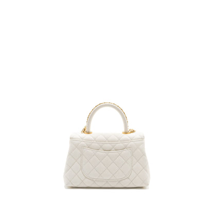 Chanel 23P detailed top handle Small coco handle caviar white GHW (microchip )