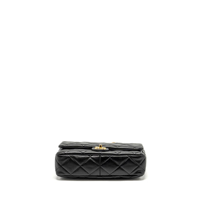 Chanel Giant Chain Quilted large flap bag lambskin black GHW (microchip)