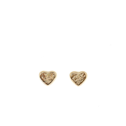 Chanel Mini Heart CC Logo Earrings Light Gold Tone