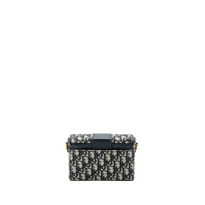 Dior mini 30 Montaigne box Purse canvas / calfskin blue oblique jacquard