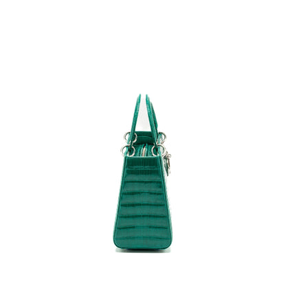 Dior medium lady dior crocodile green with crystal