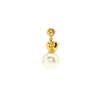 Dior Pearl Drop Heart Swing Earring Gold Tone