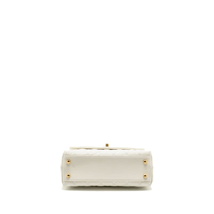 Chanel Detailed Top Handle Small Coco Handle Caviar White GHW (Microchip)