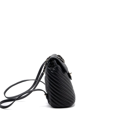 Chanel Small Urban Spirit Backpack Chevron Calfskin Black SHW