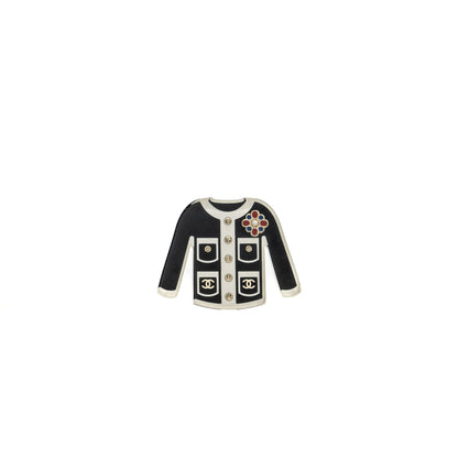 Chanel little jacket brooch black light gold tone