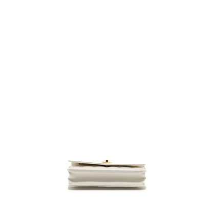 Chanel 23p Letter Top Handle Wallet On Chain Calfskin White GHW(Microchip)