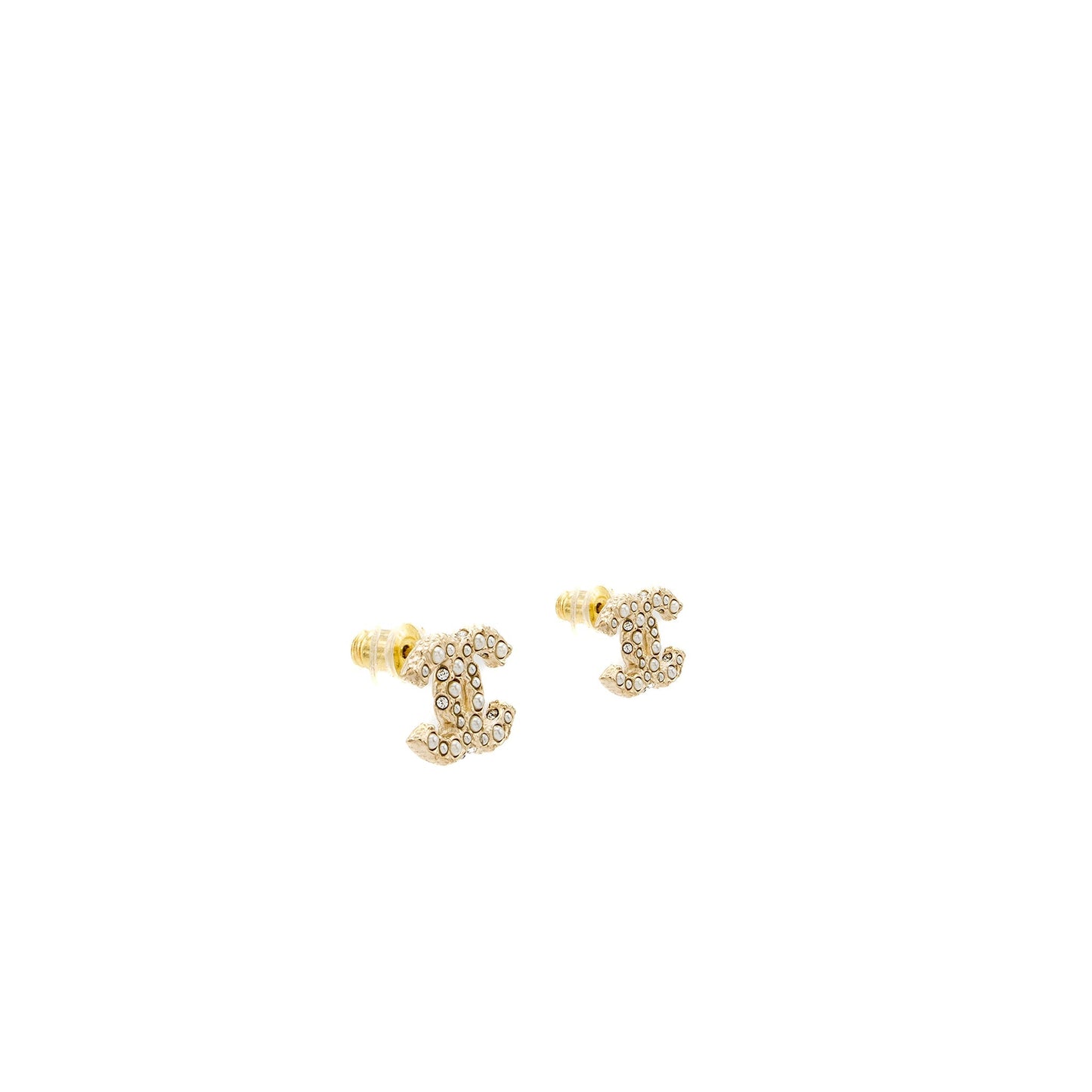 Chanel CC Logo Earrings with Pearl Light Gold TONE