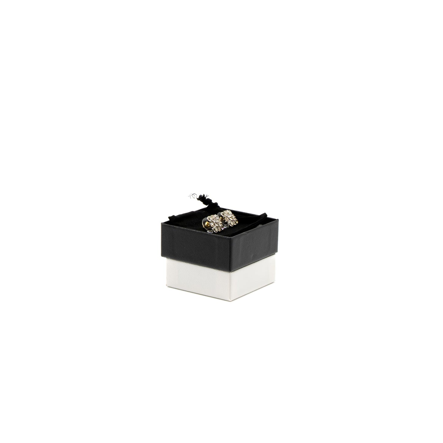 Chanel Quilted Earring Crystal Silver Tone