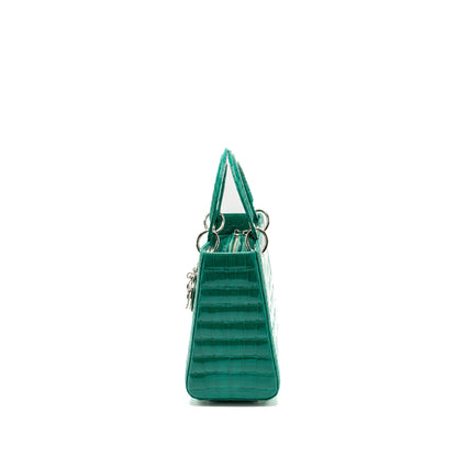 Dior medium lady dior crocodile green with crystal