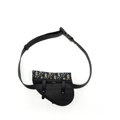 Dior saddle belt Purse blue dior oblique jacquard black hardware