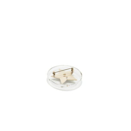 Chanel Star Brooch Crystal Light Gold Tone