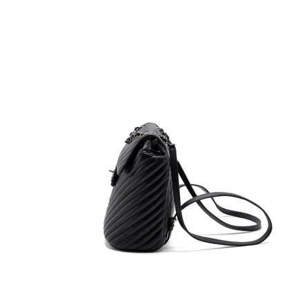 Chanel Small Urban Spirit Backpack Chevron Calfskin Black SHW