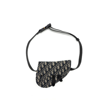 Dior saddle belt Purse blue dior oblique jacquard black hardware