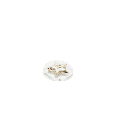 Chanel Star Brooch Crystal Light Gold Tone