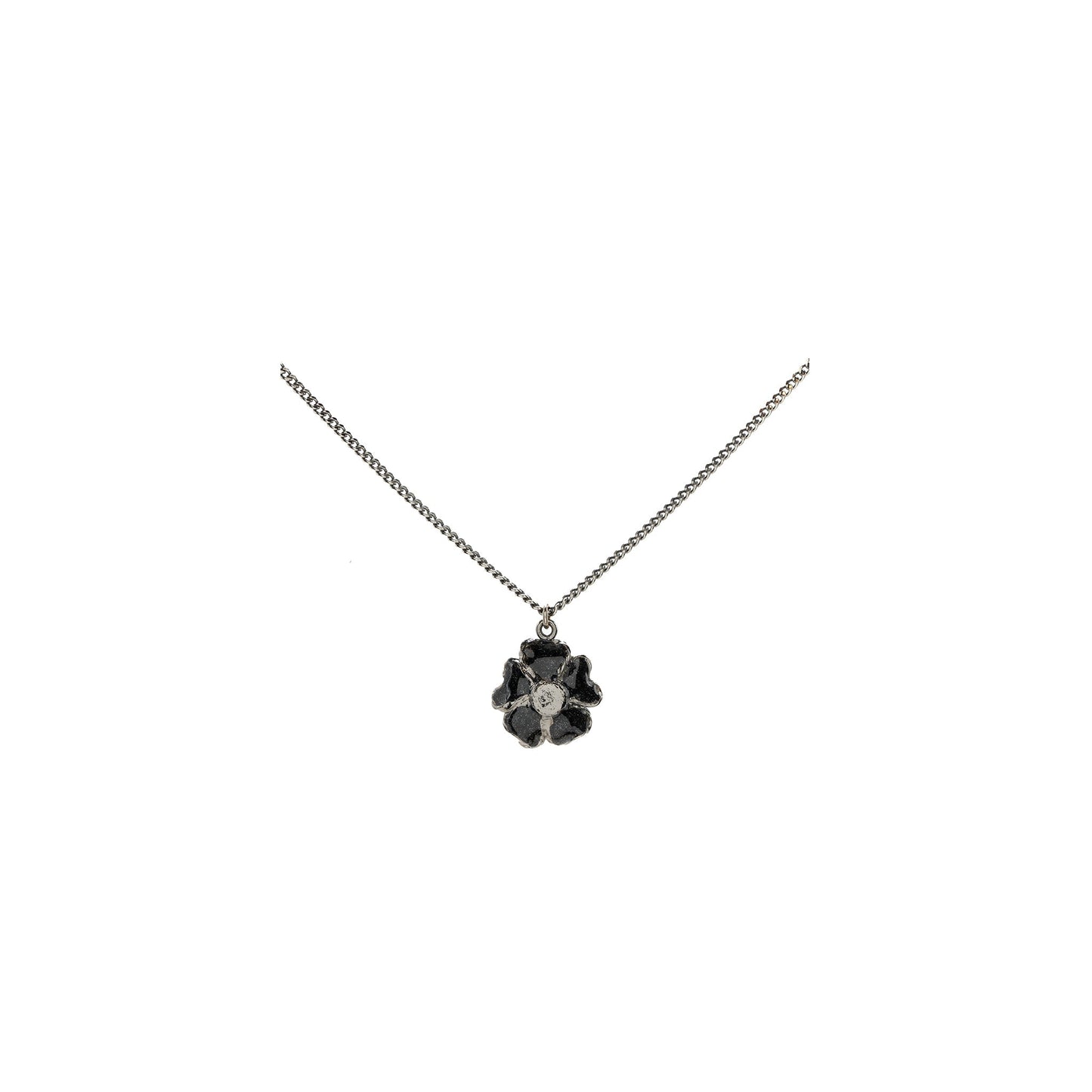 Chanel Flower Necklace with CC Logo Black Ruthenium Hardware