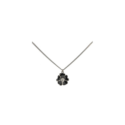 Chanel Flower Necklace with CC Logo Black Ruthenium Hardware