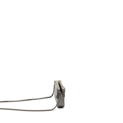 Chanel CC Filigree Double Zip Clutch with Chain Caviar Grey SHW
