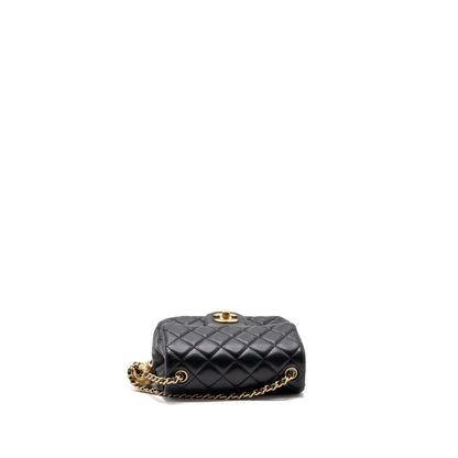 Chanel Pearl Crush Mini Square Flap Bag Lambskin Black GHW(Microchip)