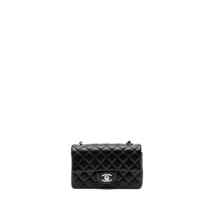 Chanel mini rectangular flap bag lambskin black SHW (MICrochip)