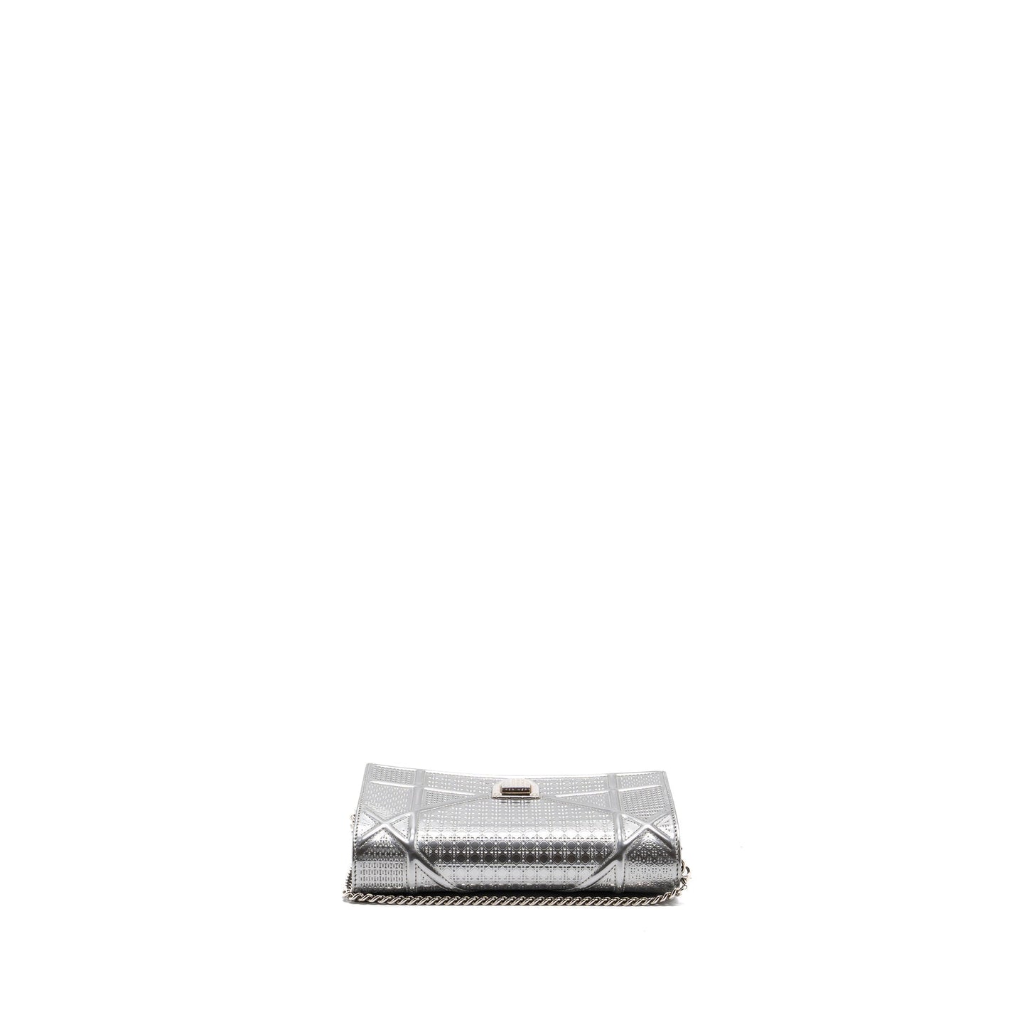 Dior Diorama Wallet On Chain Patent Metallic Silver