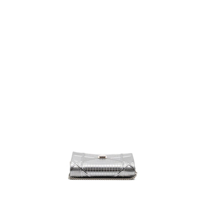 Dior Diorama Wallet On Chain Patent Metallic Silver