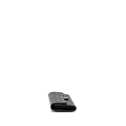 Chanel classic long flap wallet lambskin black GHW (microchip)
