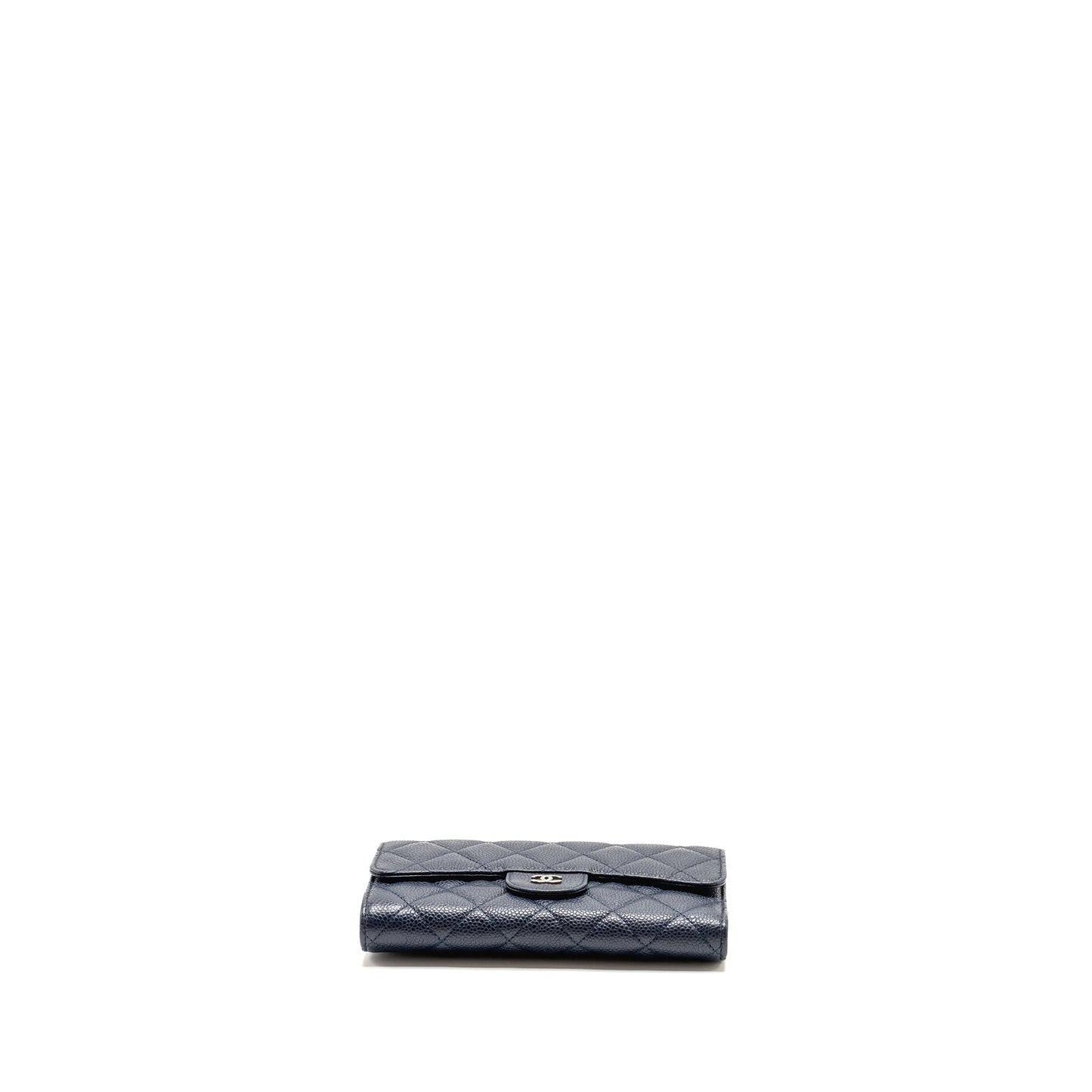 Chanel Classic Flap Long Wallet Caviar Dark Blue SHW