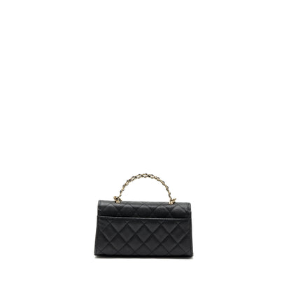 Chanel 23P Top Handle Mini Flap Bag Caviar Black LGHW (Microchip)