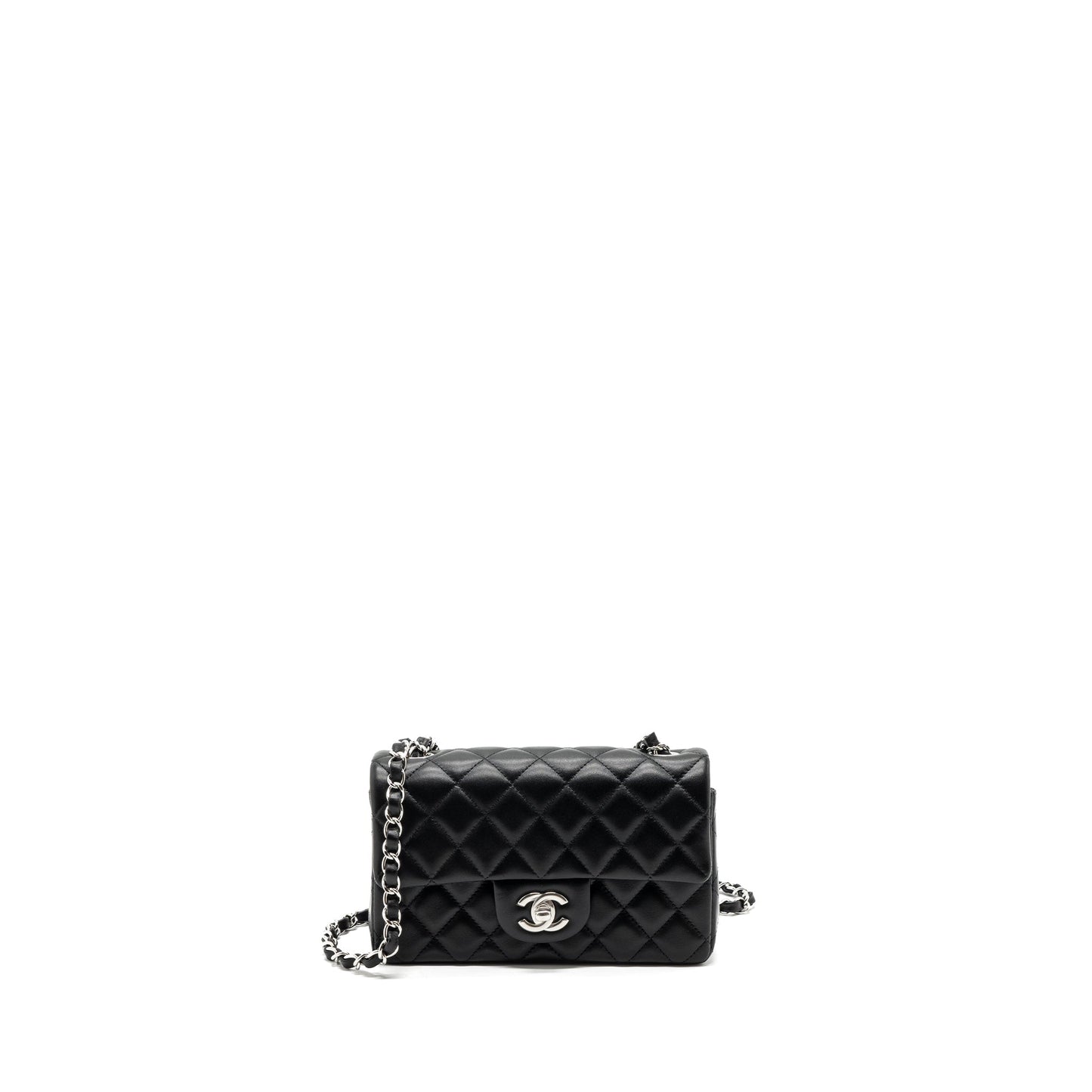 Chanel mini rectangular flap bag lambskin black SHW (MICrochip)