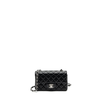 Chanel mini rectangular flap bag lambskin black SHW (MICrochip)