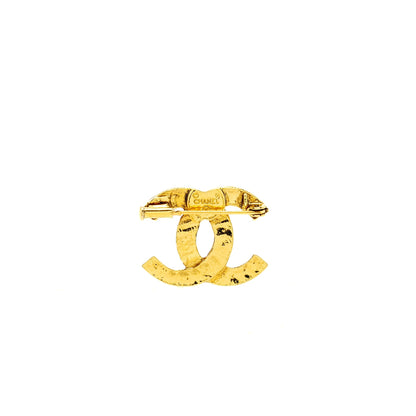 Chanel Vintage CC Logo Crystal Brooch Gold Tone