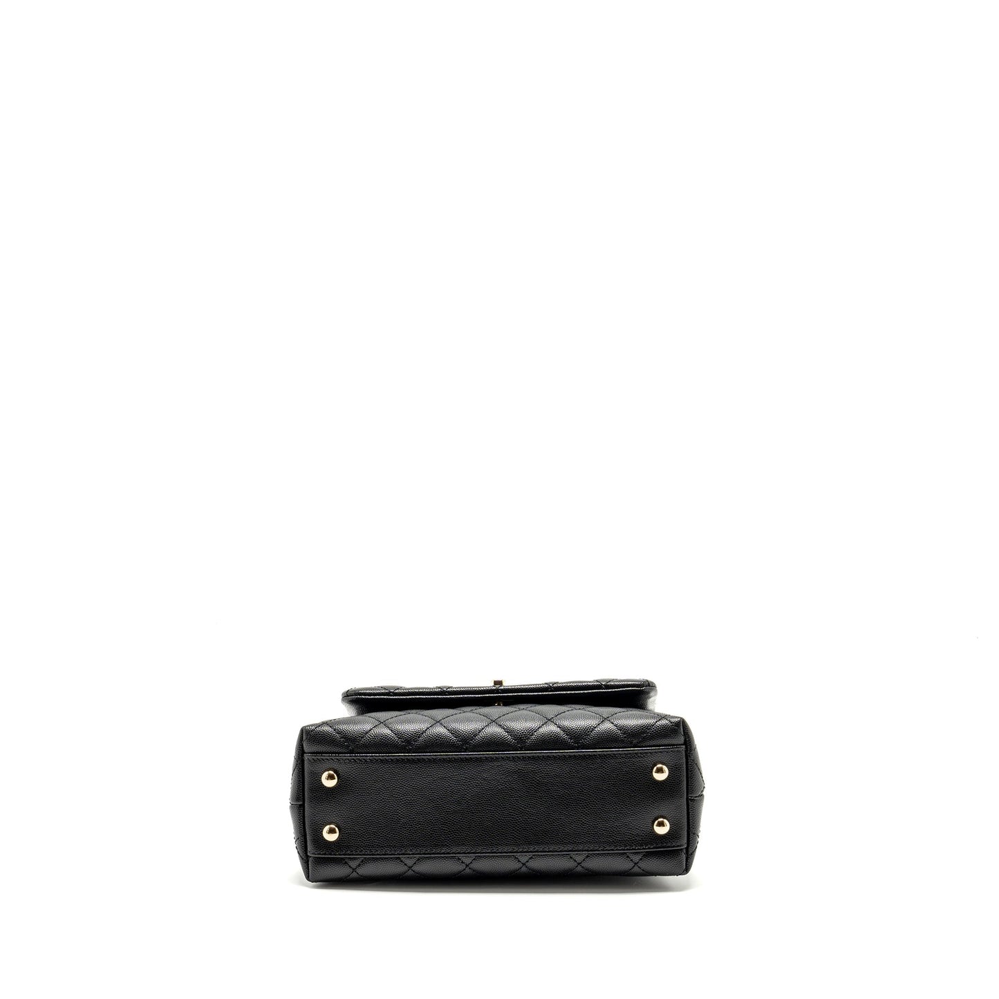 Chanel Small Coco Handle with Lizard Embossed Handle Caviar Black LGHW