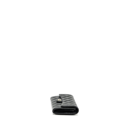 Chanel classic long flap wallet lambskin black GHW (microchip)