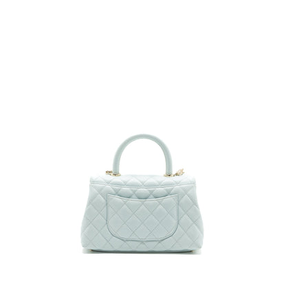 Chanel small coco handle caviar light blue LGHW (microchip)