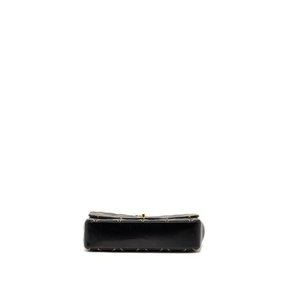 Chanel Vintage quilted flap bag lambskin black with white stitching GHW