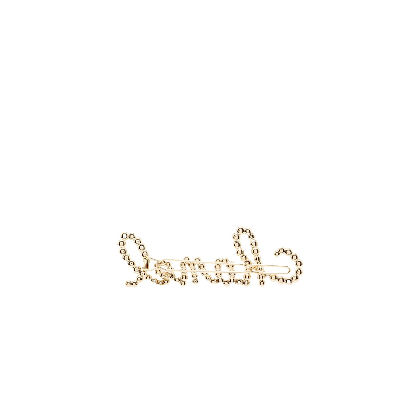 Chanel Letter Hair Clip with Crystal/Pearl Light Gold Tone