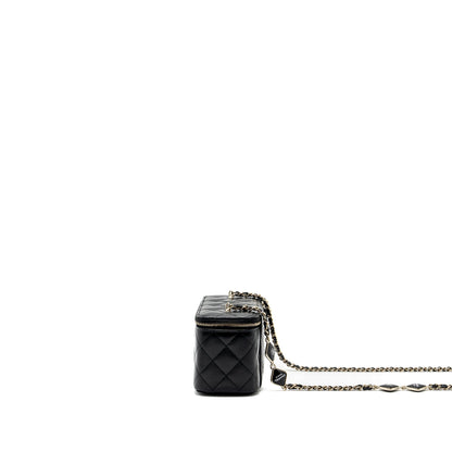 Chanel long vanity case with charms chain Calfskin Black LGHW (microchip)