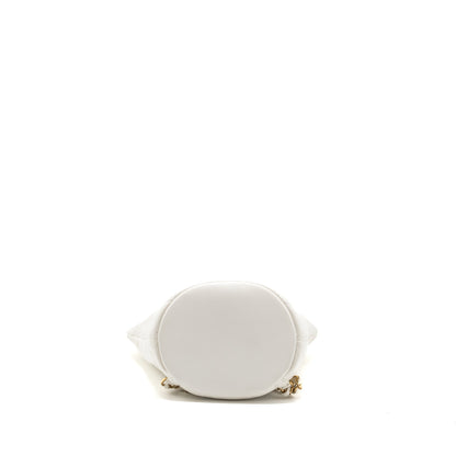 Chanel Round Handle Bucket Backpack Lambskin White GHW