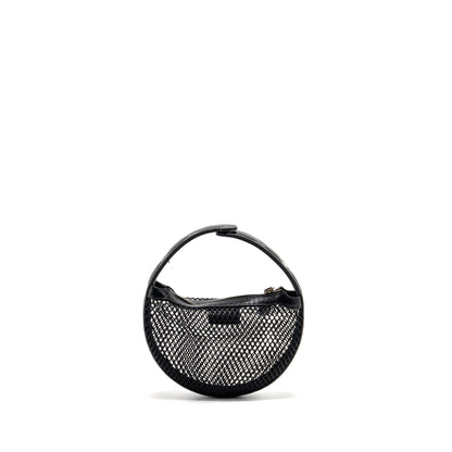 Chanel 25S half moon clutch mesh/ lambskin black LGHW (microchip)