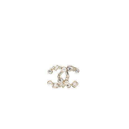 Chanel CC logo brooch Crystal/pearl LGHW