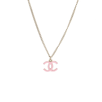 Chanel CC logo necklace pink / silver tone
