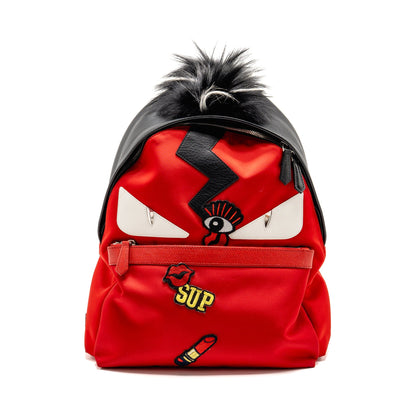 Fendi Monster Backpack Nylon/Leather Red/Multicolour