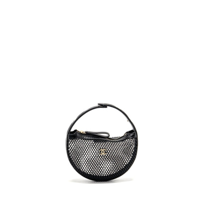 Chanel 25S half moon clutch mesh/ lambskin black LGHW (microchip)