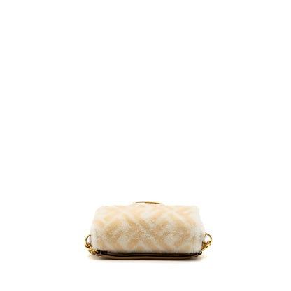 Fendi Mini Baguette Sheepskin Beige/ White