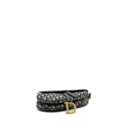 Dior Medium Saddle Purse Blue Oblique Jacquard Canvas