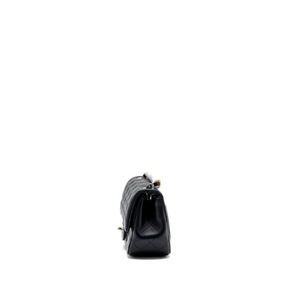 Chanel mini square flap bag lambskin black SHW (microchip)